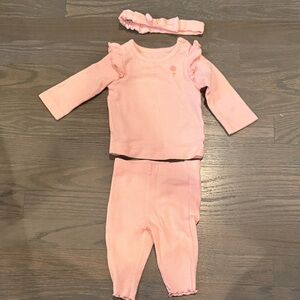 Carter's Pink Kids Matching Waffle Knit Flower Set